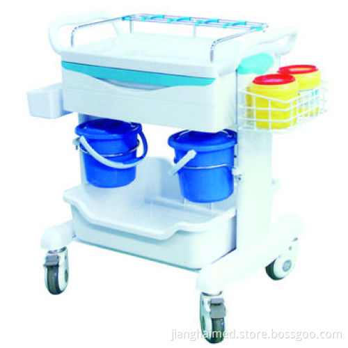 Medical treatment cart, ABS plastic, 3 decks, castors with brake, CE/ISO 9001 and 13485 certified